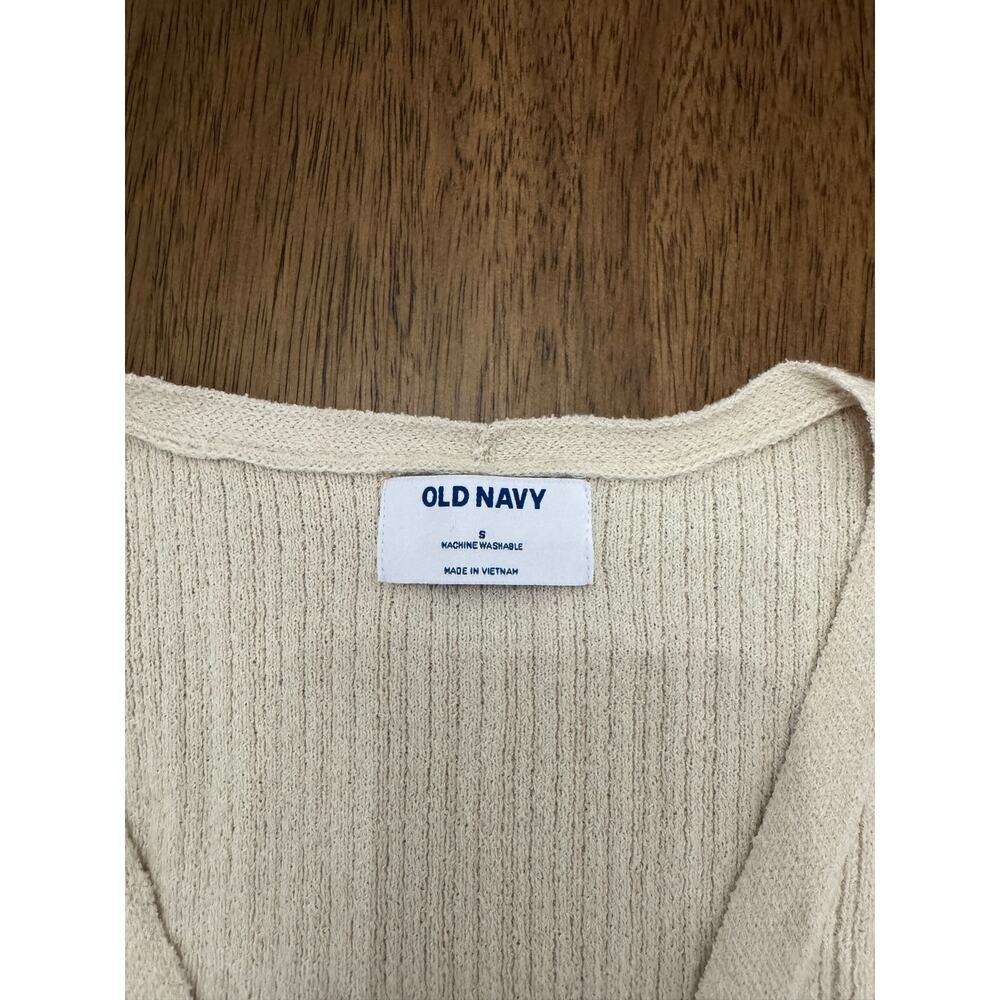 Old Navy Cream Ribbed Button Front Cardigan - Small - Picture 2 of 6